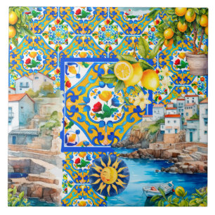 Majolica, limão, azulejos sicilianos,