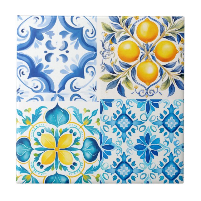 Majolica, limão, azulejos sicilianos, (Frente)