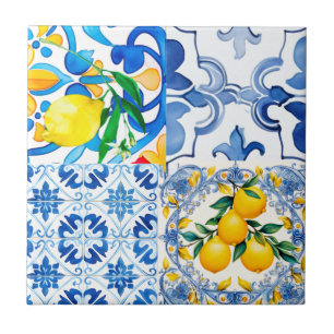Majolica, limão, azulejos sicilianos,