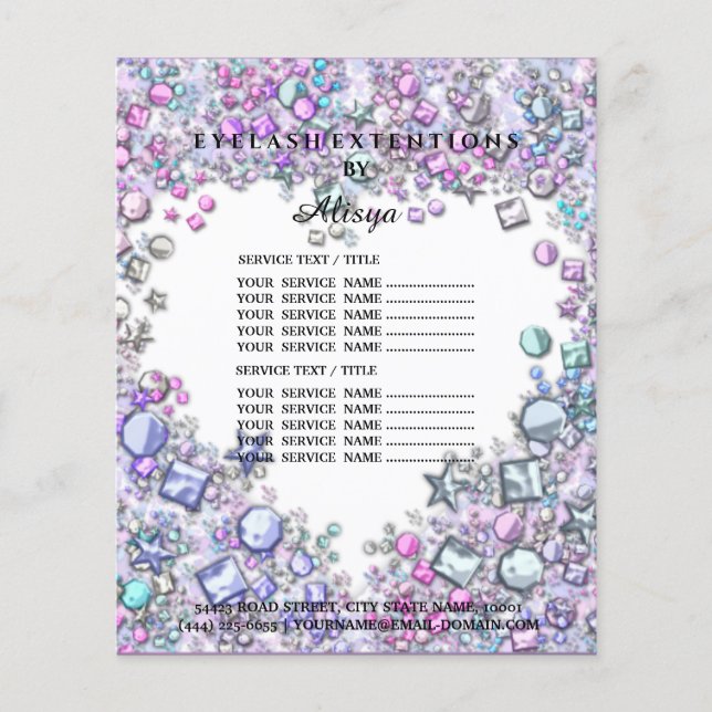 Make-upschönheits-Salon Glitzer-PreislisteFl Flyer (Frente)