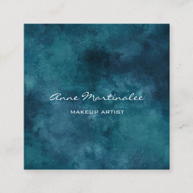 Makeup Artist Abstrato Blue Square Cartão de visit (Frente)