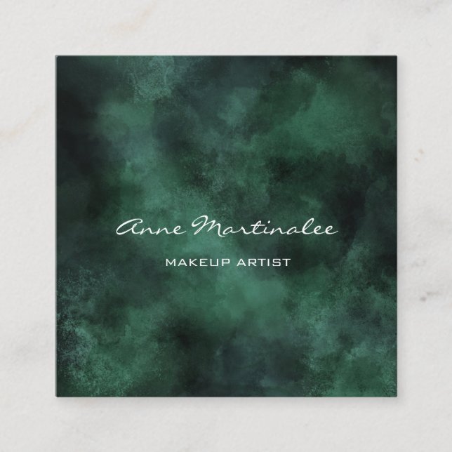 Makeup Artist Abstrato Green Square Cartão de visi (Frente)