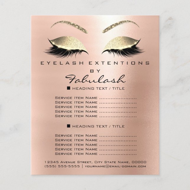 Makeup Artist Beaust Salon Dourado Glitter Flyer P (Frente)