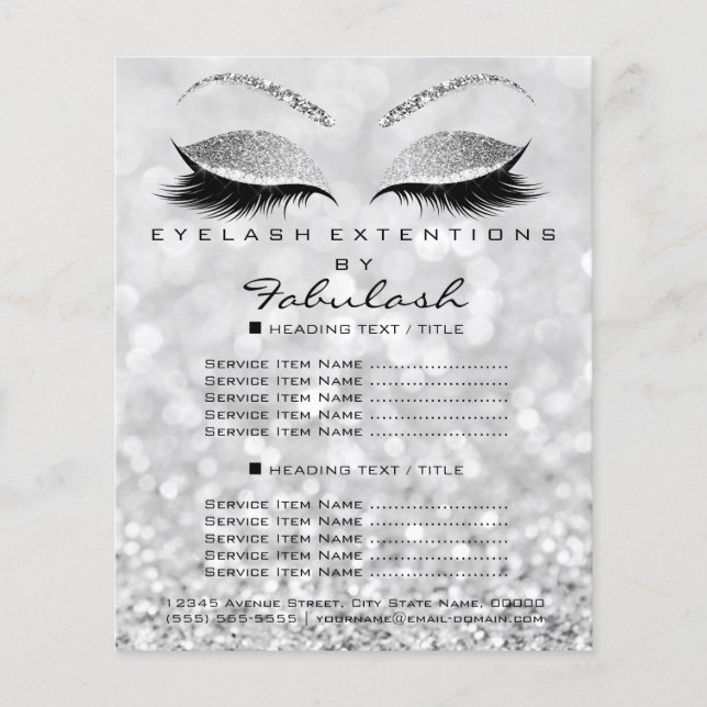 Makeup Artist Beaust Salon Glitter Flyer Silver1 (Frente)