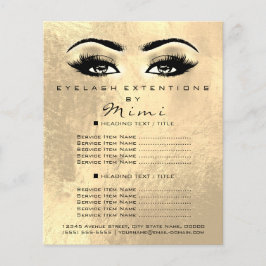 Makeup Artist Beaust Salon Lash Flyer Faux Dourado