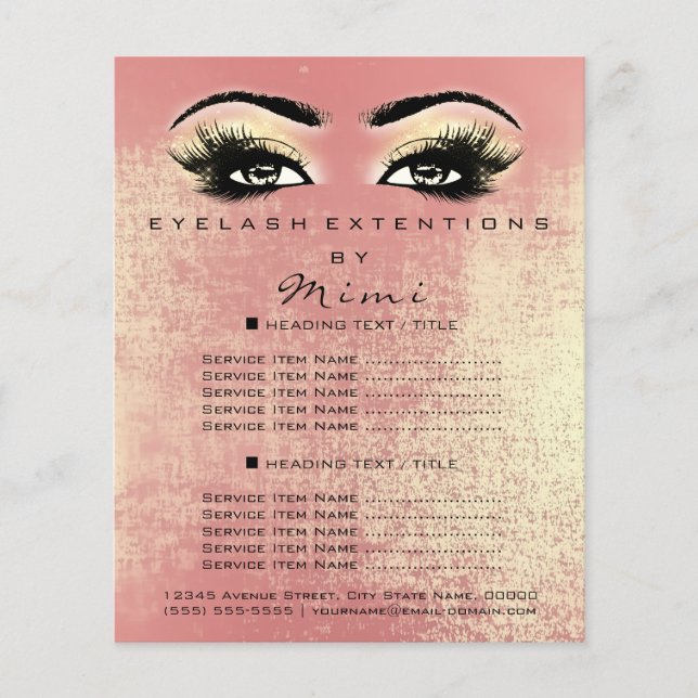 Makeup Artist Beaust Salon Lashes Flyer Peach Dour (Frente)