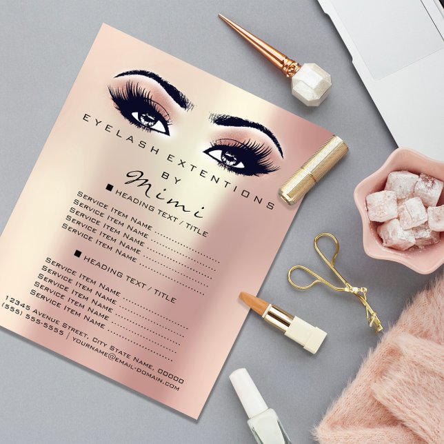 Makeup Artist Beaust Salon Lashes Flyer Rosa Rosa  (Makeup Artist Beauty Salon Lashes Flyer Pink Rose)