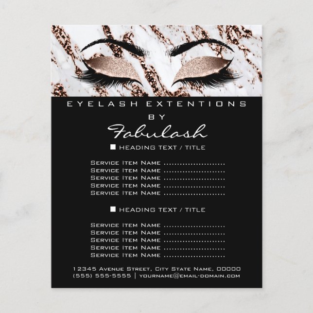 Makeup Artist Beauty Salon Flyer Marble Cobre (Frente)