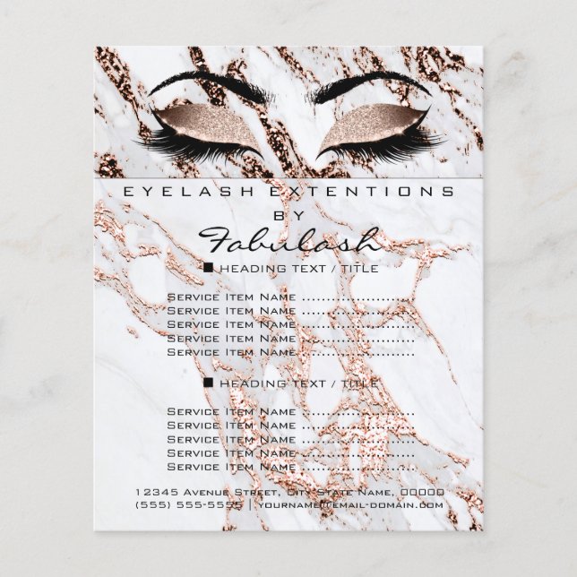 Makeup Artist Beauty Salon Glitter Flyer Marble (Frente)