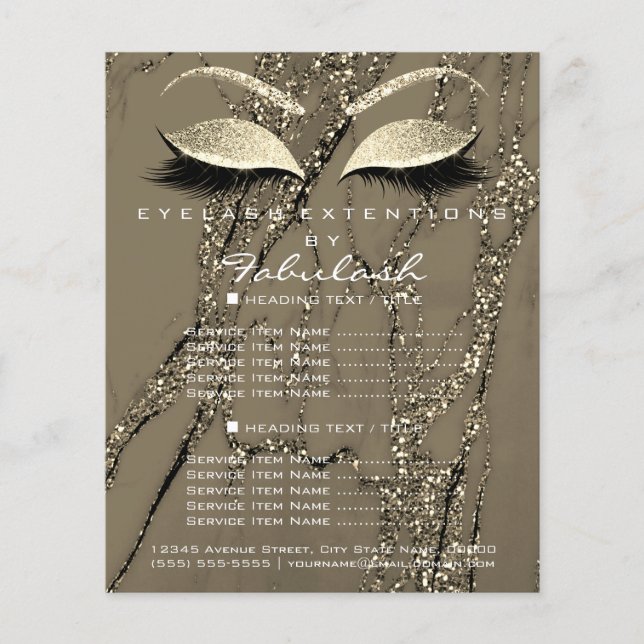 Makeup Artist Beauty Salon Glitter Flyer Marble (Frente)