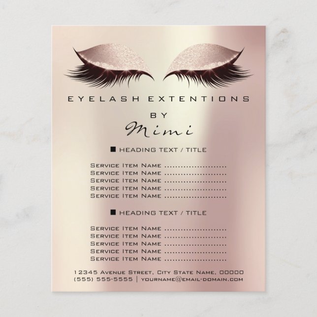 Makeup Artist Beauty Salon Lashes Flyer Rosa Spark (Frente)