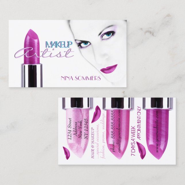 Makeup Artist Cartão de visita (Frente/Verso)