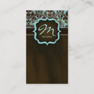 Makeup Artist Cartão de visita Damask Blue Brown
