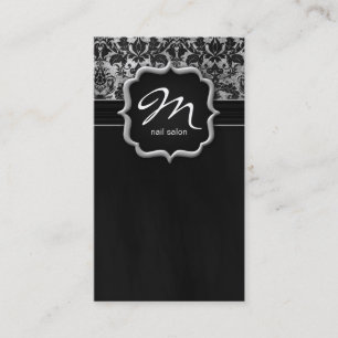 Makeup Artist Cartão de visita Damask Silver Blac