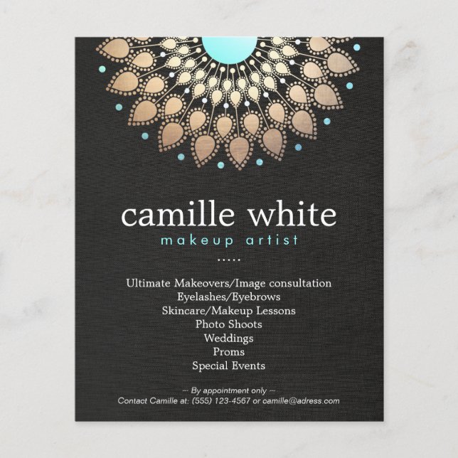 Makeup Artist Dourado Motif Black Menu List (Frente)