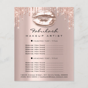 Makeup Artist Salon Pink Glitter Flyer Spark Kiss