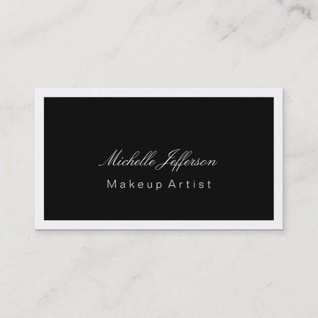 Makeup Artist Script Black White Cartão de visita (Frente)