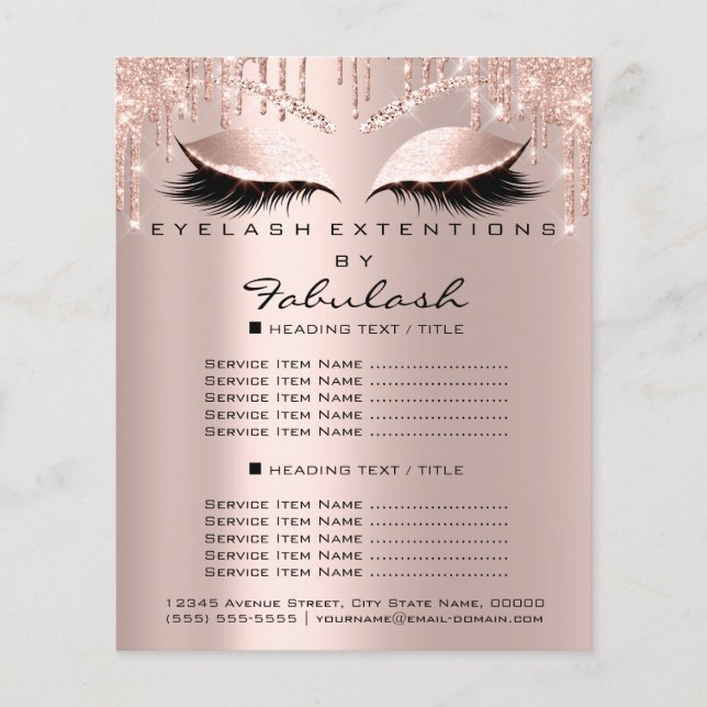 Makeup Beauty Salon Brown Glitter Flyer Spark Lash (Frente)