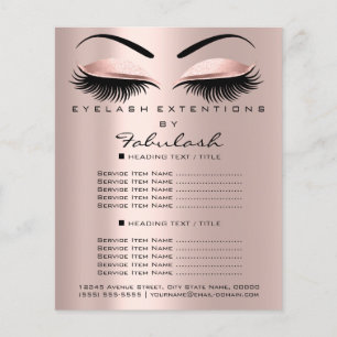 Makeup Beauty Salon Rosa Glitter Flyer Lash Brows