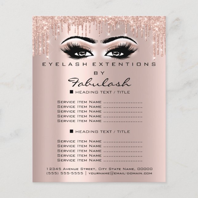 Makeup Beauty Salon Rosa Glitter Flyer Spark Eyes (Frente)