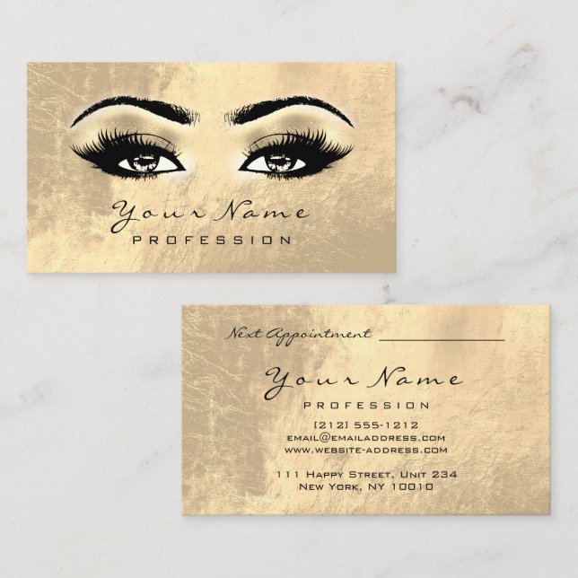 Makeup Eyebrow Eyes Lashes Cartão de Compromisso B (Frente/Verso)