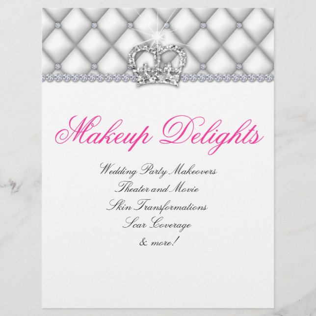 Makeup Flyer Hair Salon Satin Diamantes White (Frente)
