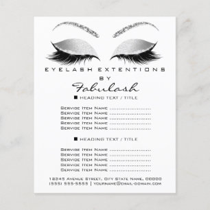 Makeup Lashes Beauty Salon Glitter Flyer Cinza Gla