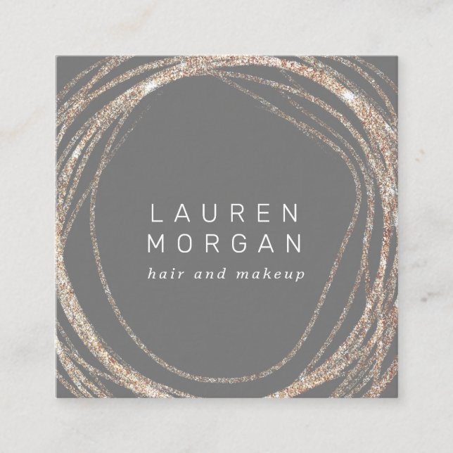 makeup moderno faux gold swirl quadrado Cartão de  (Frente)