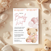 Mal Podemos Esperar Convite de Chá de Bebê Urso Te