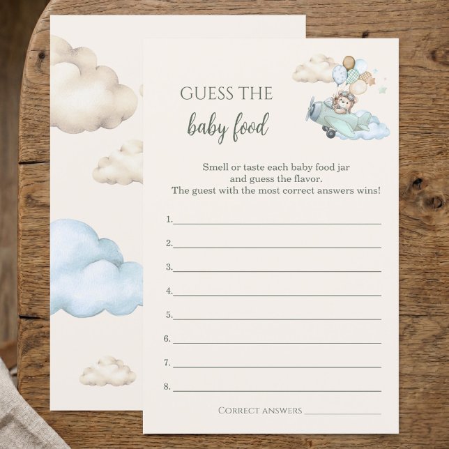 Mal Podemos Esperar Jogo de Chá de Bebê Adivinhe a (Guess The Baby Food Game Bearly Wait Airplane Boy)