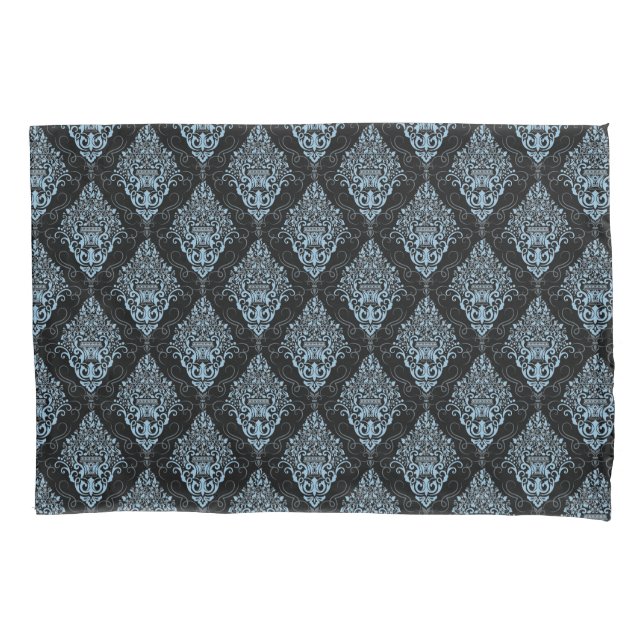 Mala de Impressão de Damasco Preto e Azul (Frente)