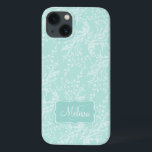 Mala de vassoura-de-flor-silvestre com formato ipa<br><div class="desc">A capa de ipad de moldagem em moldes modernos de flor selvagem em tons aqua leves. Personalize este bonito cobrir ipad padrão com seu nome e sua família inicial ou monograma. Atualmente, lê Melissa J. É um presente personalizado ideal para raparigas e mulheres. Flor selvagem único estilada design de damasco...</div>