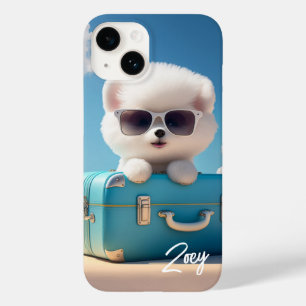 Mala de Viagem Cachorro Branco Fofo Nome Personali