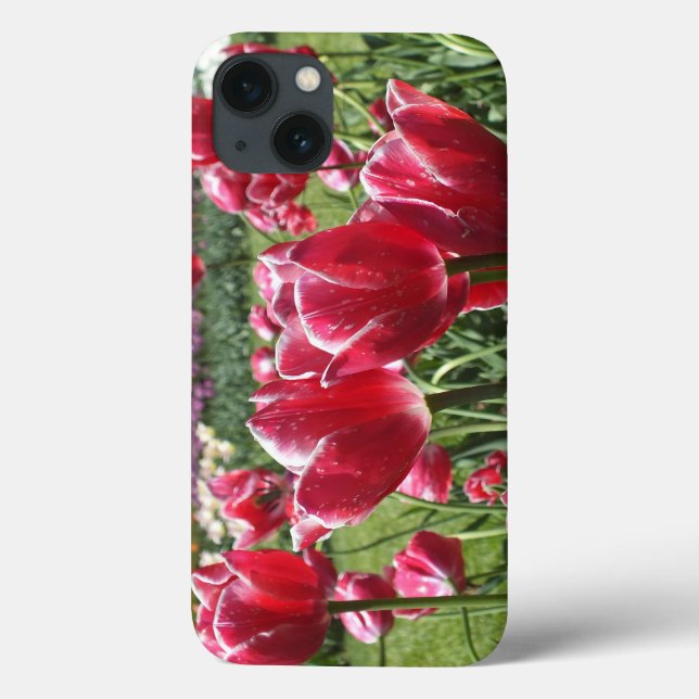 Mala iPad de Tulipas Brancas Vermelhas N (Verso)
