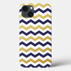 Mala iPad Padrão de Chevron Azul Dourado e Marinho