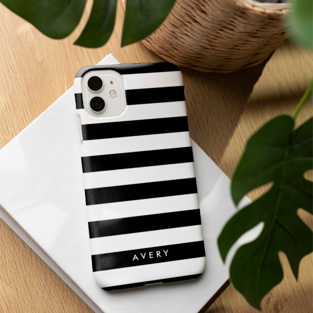 Mala Personalizada Moderna em Black e White Stripe (Criador carregado)