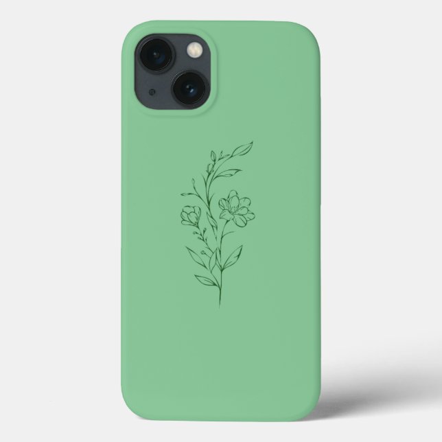 Mala verde da Flor para iPhone 13 (Verso)