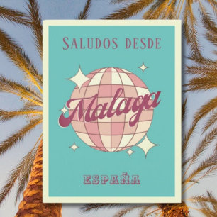 Malaga Espanha Espanha Cartão Postal Retro Vintage
