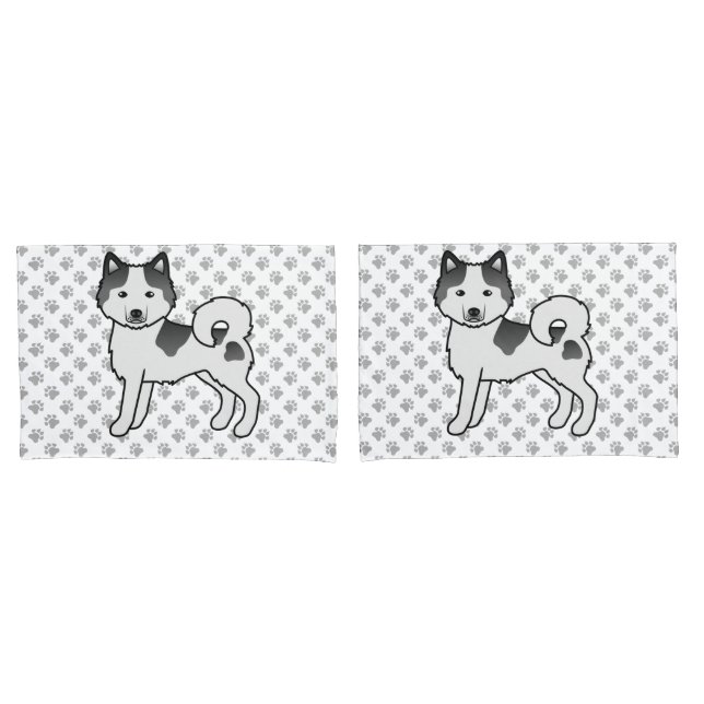 Malamute do Alasca Piebald Preto Cachorro de Desen (Frente - conjunto)