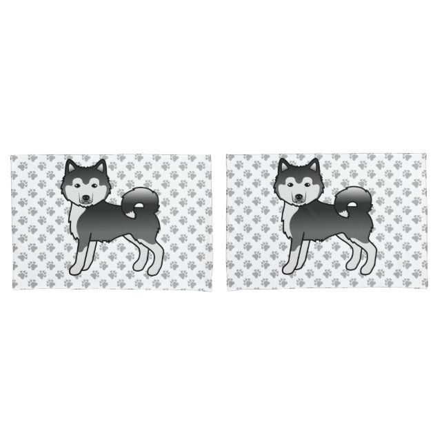 Malamute do Alasca Preto e Branco Cachorro de Dese (Frente - conjunto)