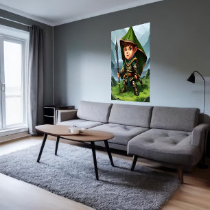 Malandra guerreiro masculino AI Art Poster