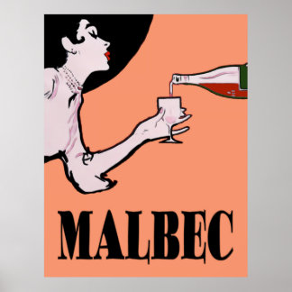 Malbec Wine Vintage Lady Posters