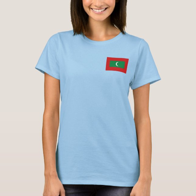 Maldivas Flag e Map dk T-Shirt (Frente)