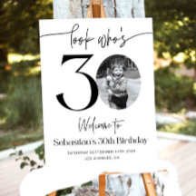 Male 30th Birthday Welcome Sign, Photo Birthday We
