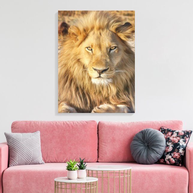 MALE LION STRETCHED CANVAS PRINT (Insitu(Sala de estar))