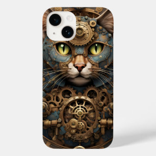 maleta azul-steampunk cat AI art Case-Mate iPhone 