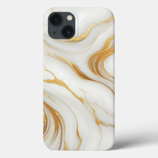 Maleta branca clássica iPhone 13 com veia Dourada