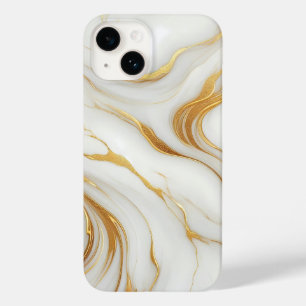 Maleta branca clássica iPhone 14 com veia Dourada