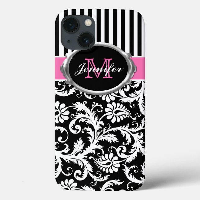 Maleta de ar iPad, rosa, preta, branca, com risca  (Verso)