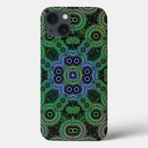 Maleta iPad do Padrão de Cogs Geométricos Verdes